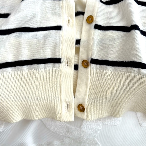 Talbots Striped Cream and Black Cardigan Sweater with Front Buttons. Size XL p - Picture 11 of 11